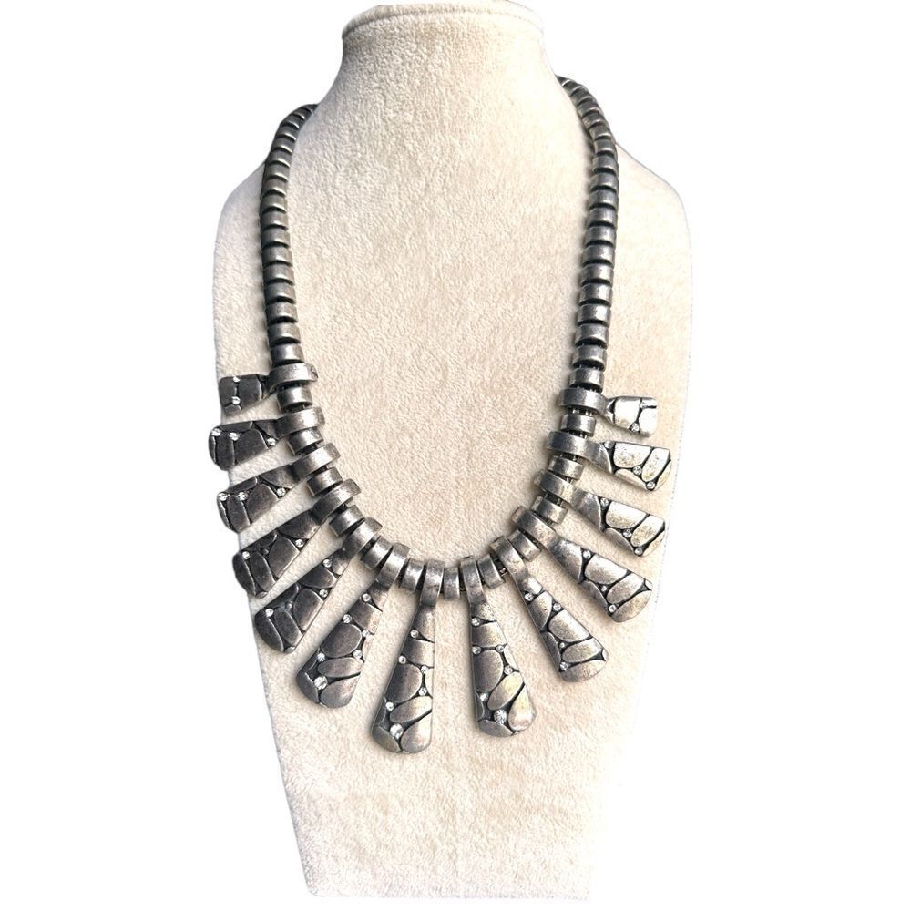 Spoke Necklace Modernist stamens Multi-tone Necklace with Rhinestone Acc…